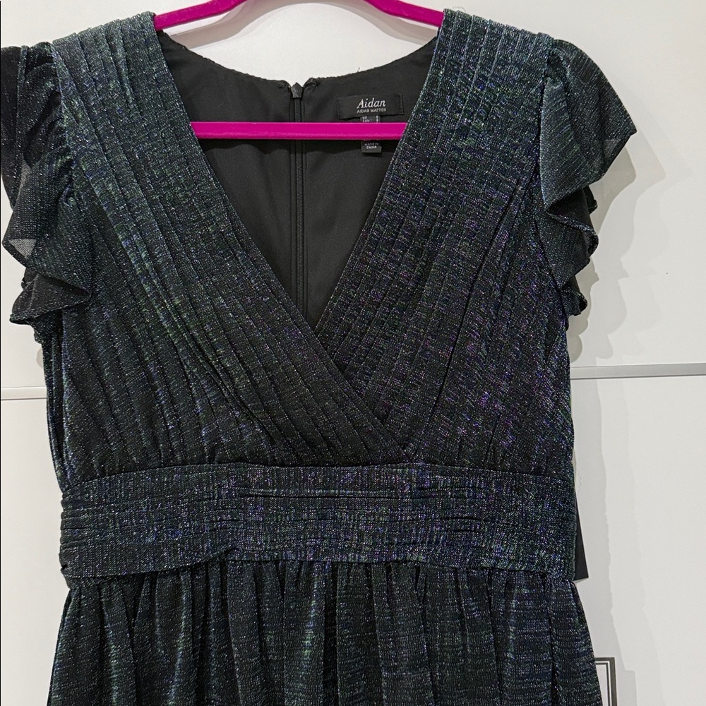 Aidan Mattox Black green and Blue Shimmer Dress